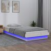vidaXL Estructura cama individual LED sin colchón madera maciza blanco