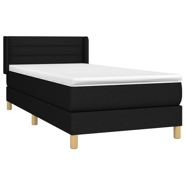 vidaXL Cama box spring con colch&oacute;n tela negro 90x200 cm