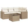 vidaXL Juego de sof&aacute;s jard&iacute;n con cojines 5 pzas rat&aacute;n sint&eacute;tico beige