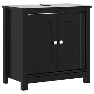 vidaXL Mueble de lavabo ba&ntilde;o BERG madera maciza pino negro 60x34x59cm