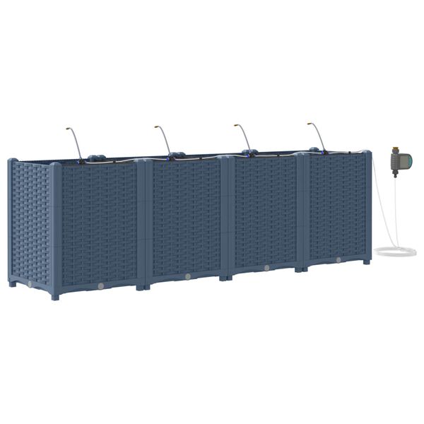 vidaXL Macetero de Jard&iacute;n 4 pcs Gris 160 x 40 x 52 cm Pl&aacute;stico