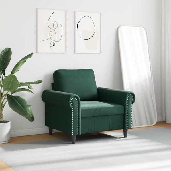 vidaXL Sill&oacute;n de terciopelo verde oscuro 60 cm