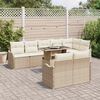 vidaXL Conjunto de sofá de jardín con cojín 9 pcs Beige Poliratán