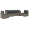 vidaXL Set de muebles de jard&iacute;n 5 pzas y cojines rat&aacute;n sint&eacute;tico gris
