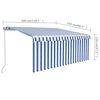 vidaXL Toldo retr&aacute;ctil manual con persiana azul y blanco 3x2,5 m