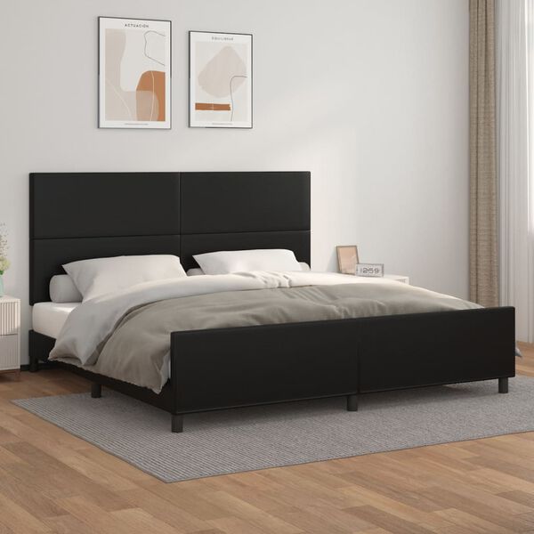 vidaXL Estructura de cama sin colch&oacute;n cuero sint&eacute;tico negro 200x200 cm