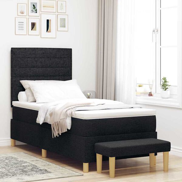vidaXL Cama tipo Box Spring con colch&oacute;n Negro 80 x 200 cm tela