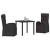 vidaXL Conjunto de Comedor de Jardín 3 pcs Negro ratán sintético
