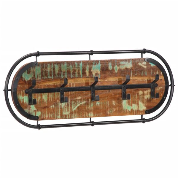 vidaXL Perchero de pared con 5 ganchos madera maciza reciclada