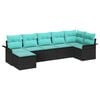vidaXL Conjunto de sof&aacute; de jard&iacute;n 7 pcs Negro rat&aacute;n sint&eacute;tico