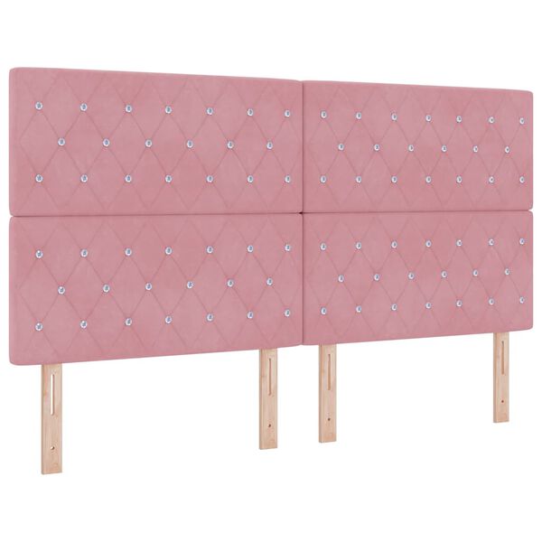 vidaXL Cama Box Spring LED con colch&oacute;n Rosa 180 x 200 cm tela