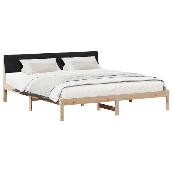 vidaXL Estructura de cama con cabecera Marr&oacute;n y negro 180 x 200 cm