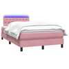 vidaXL Cama box spring con colch&oacute;n y LED terciopelo rosa 120x210 cm