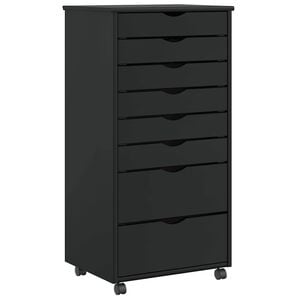 vidaXL Cajonera con ruedas MOSS madera maciza de pino negro