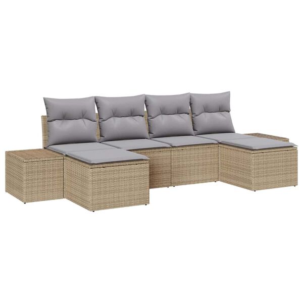 vidaXL Conjunto de sofá de jardín 6 pcs Beige ratán sintético