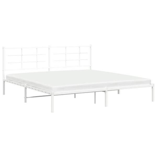 vidaXL Estructura cama sin colch&oacute;n con cabecero metal blanco 200x200cm