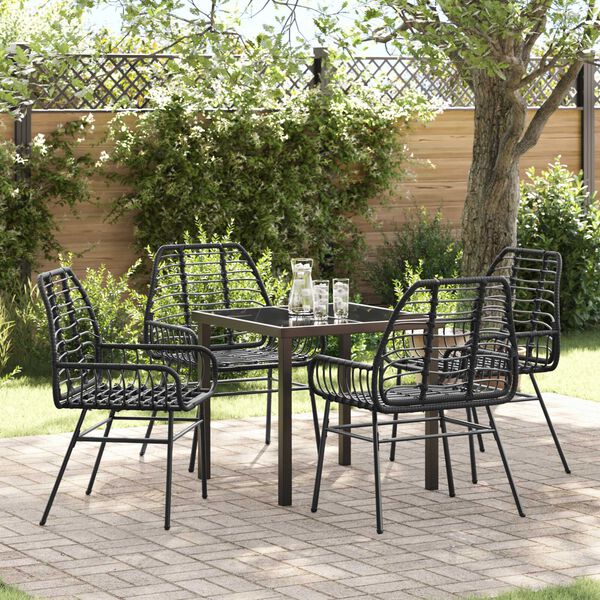 vidaXL Conjunto de Comedor de Jardín 5 pcs Negro ratán sintético