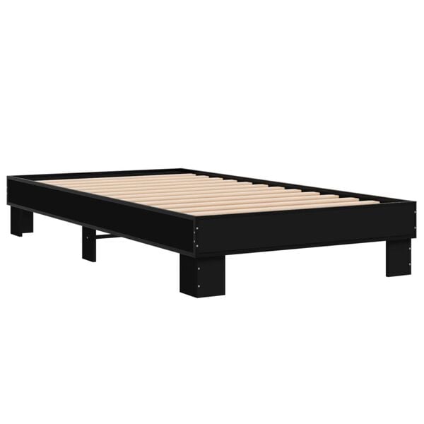 vidaXL Estructura de cama madera de ingenier&iacute;a y metal negra 90x190 cm