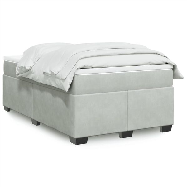 vidaXL Cama box spring con colch&oacute;n terciopelo gris claro 120x190 cm