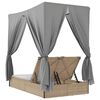 vidaXL Tumbona doble con techo y cortinas rat&aacute;n sint&eacute;tico beige
