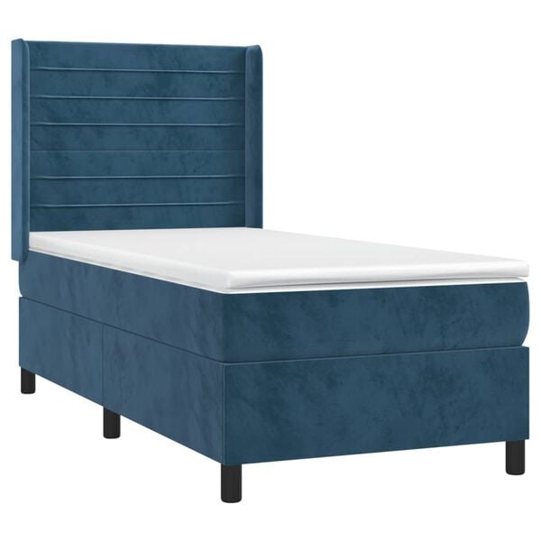 vidaXL Cama box spring con colch&oacute;n terciopelo azul oscuro 80x200 cm