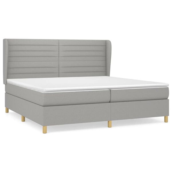 vidaXL Cama box spring con colch&oacute;n tela gris claro 200x200 cm