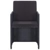 vidaXL Set comedor de jard&iacute;n 17 piezas y cojines rat&aacute;n sint&eacute;tico negro