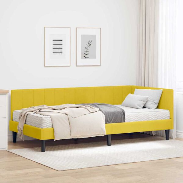 vidaXL Estructura de Cama Esquina con Colch&oacute;n 2 pcs Amarillo