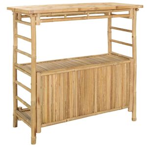 vidaXL Mesa de Bar Exterior Natural 110 x 50 x 105 cm Bamb&uacute;