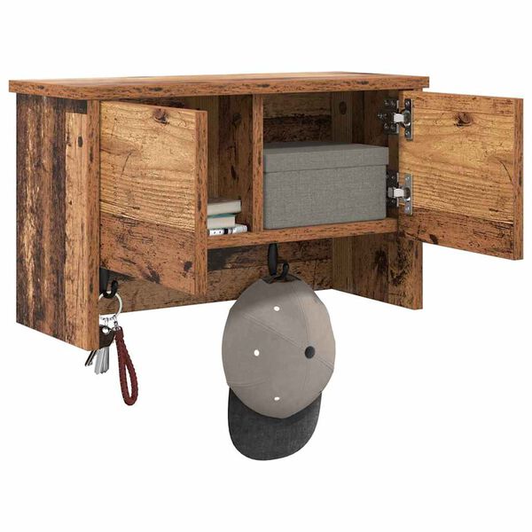 vidaXL Perchero de pared con estante Madera vieja 50 x 20 x 30 cm