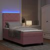 vidaXL Cama Box Spring LED con colch&oacute;n Rosa 90 x 190 cm tela
