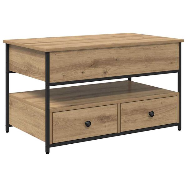 vidaXL Mesa de Caf&eacute; con caj&oacute;n Roble artesanal 85 x 50 x 50 cm