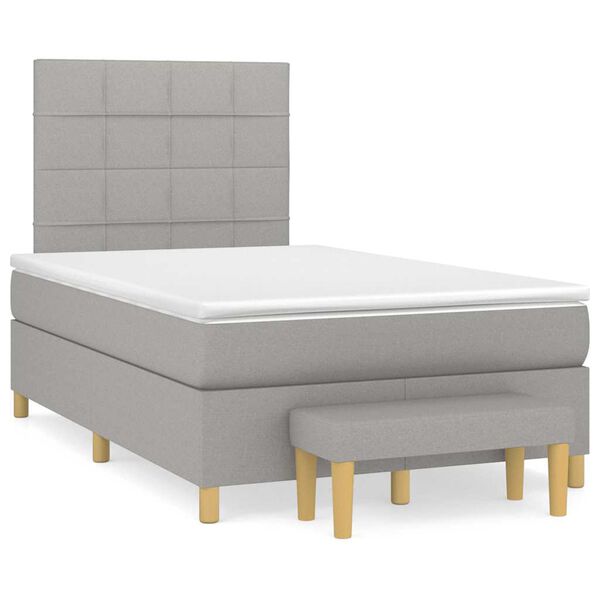 vidaXL Cama box spring con colch&oacute;n tela gris claro 120x190 cm
