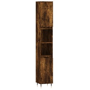 vidaXL Armario de ba&ntilde;o madera contrachapada roble ahumado 30x30x190 cm