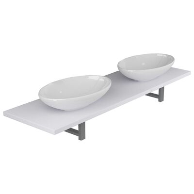 vidaXL Conjunto de muebles de baño de tres piezas cerámica blanco