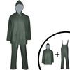 vidaXL Chubasquero impermeable reforzado con capucha 2 pzas XL verde