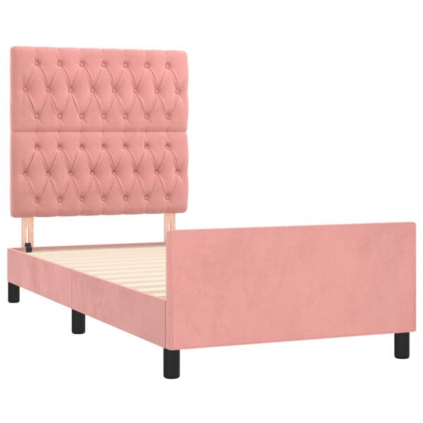 vidaXL Estructura de cama sin colch&oacute;n terciopelo rosa 90x200 cm