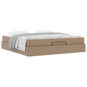 vidaXL Estructura de cama con colch&oacute;n con colch&oacute;n 2 pcs Canela PVC