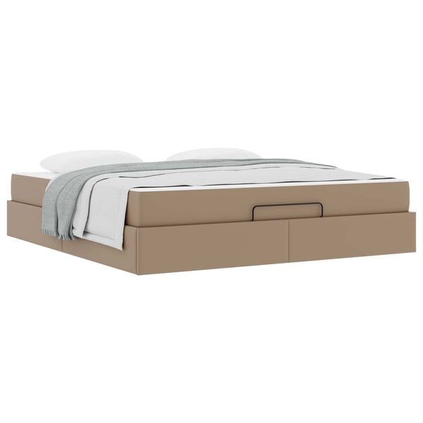 vidaXL Estructura de cama con colch&oacute;n con colch&oacute;n 2 pcs Canela PVC