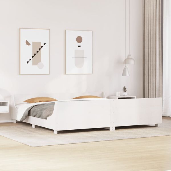 vidaXL Estructura de cama sin colch&oacute;n madera maciza blanca 200x200 cm