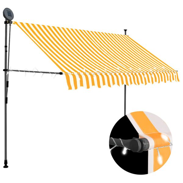 vidaXL Toldo manual retr&aacute;ctil con LED blanco y naranja 300 cm