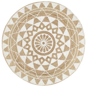 vidaXL Alfombra de yute tejida a mano con estampado blanco 120 cm