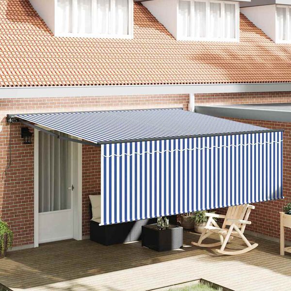 vidaXL Toldo Retráctil Manual Azul y 400 x 300 cm Poliéster y Aluminio