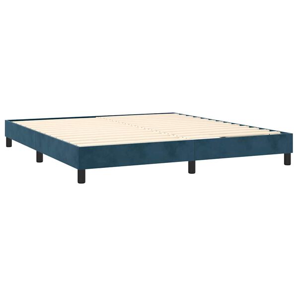 vidaXL Cama box spring con colch&oacute;n terciopelo azul oscuro 160x200 cm
