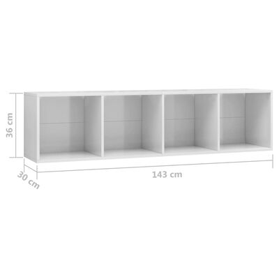 vidaXL Estantería/mueble de TV blanco brillo 143x30x36 cm