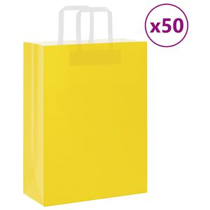 vidaXL Bolsas de papel con asas 50 uds amarillas 26x12x35 cm