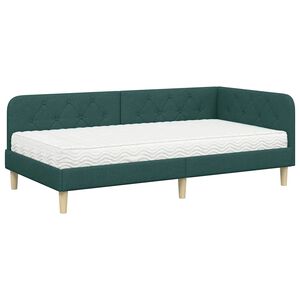 vidaXL Estructura de cama en esquina Verde oscuro 90 x 200 cm tela