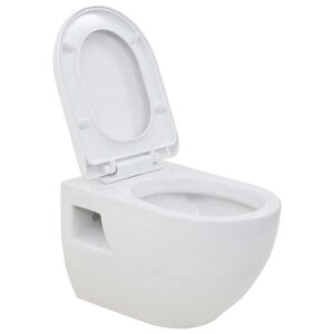 vidaXL Inodoro de montaje en pared de cer&aacute;mica blanco