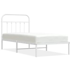 vidaXL Estructura cama sin colch&oacute;n con cabecero metal blanco 90x190 cm