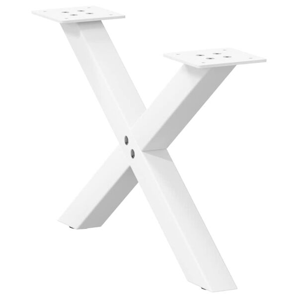 vidaXL Patas para mesa de centro en forma de X (2 unidades), color blanco, 50 x (30-31) cm, acero